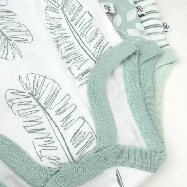 imageHonestBaby unisexbaby 3pack Short Sleeve Bodysuits Onepiece 100 Organic Cotton for Infant Baby Boys Girls Unisex3pack Jumbo Leaf Sage