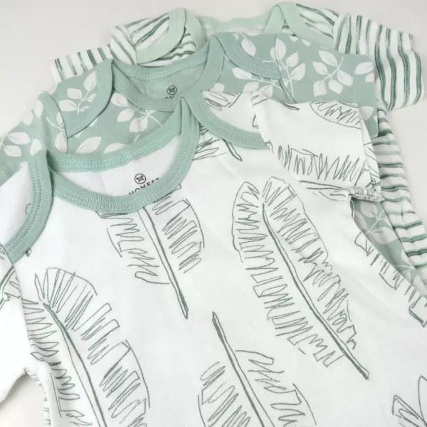 imageHonestBaby unisexbaby 3pack Short Sleeve Bodysuits Onepiece 100 Organic Cotton for Infant Baby Boys Girls Unisex3pack Jumbo Leaf Sage