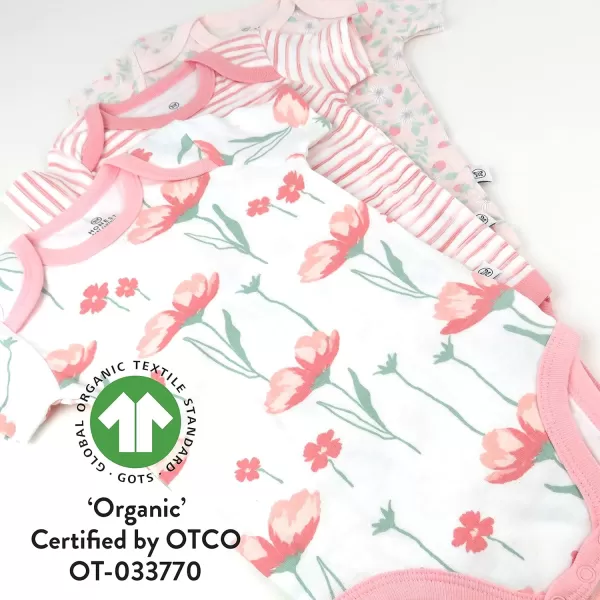 imageHonestBaby unisexbaby 3pack Short Sleeve Bodysuits Onepiece 100 Organic Cotton for Infant Baby Boys Girls Unisex3pack Strawberry Pink Floral