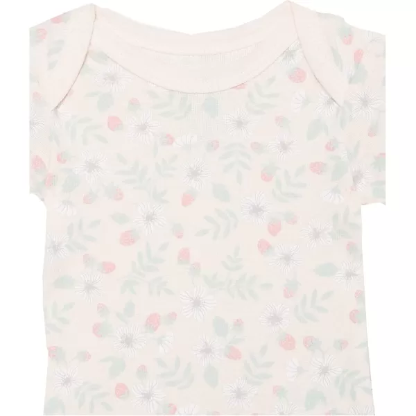 imageHonestBaby unisexbaby 3pack Short Sleeve Bodysuits Onepiece 100 Organic Cotton for Infant Baby Boys Girls Unisex3pack Strawberry Pink Floral
