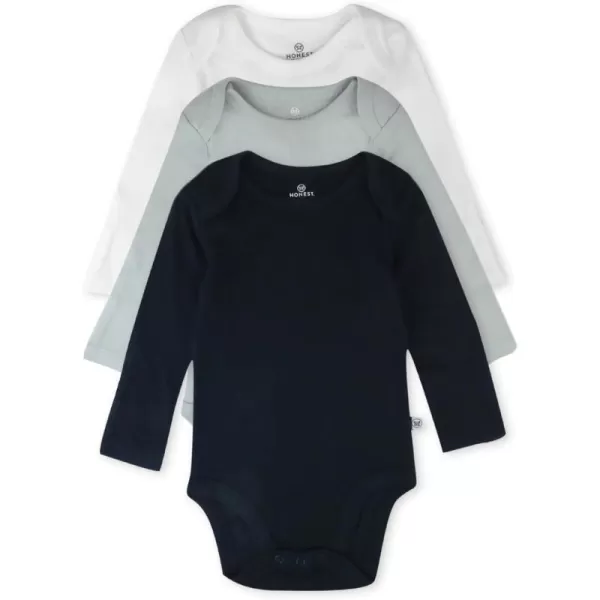 imageHonestBaby Baby 3Pack Long Sleeve Bodysuits Onepiece Organic Cotton for Infants3pack Dark Navy
