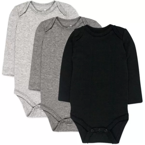 imageHonestBaby Baby 3Pack Long Sleeve Bodysuits Onepiece Organic Cotton for Infants3pack Gray Ombre