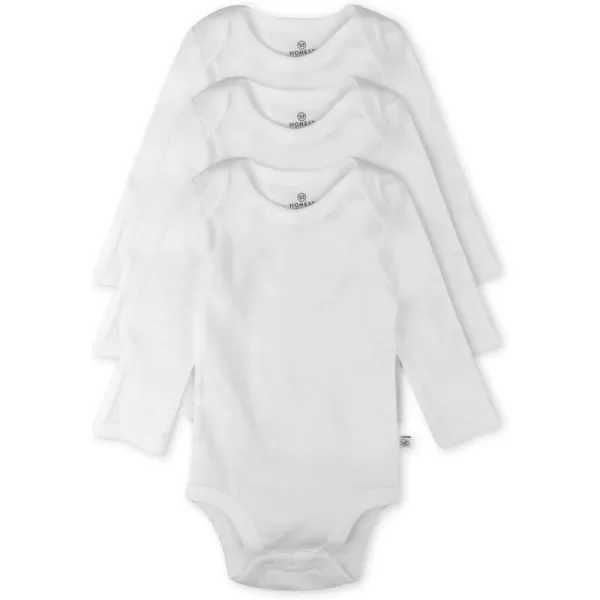 imageHonestBaby Baby 3Pack Long Sleeve Bodysuits Onepiece Organic Cotton for Infants3pack Honestly Pure White