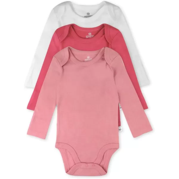 imageHonestBaby Baby 3Pack Long Sleeve Bodysuits Onepiece Organic Cotton for Infants3pack Ombre Pink Rose