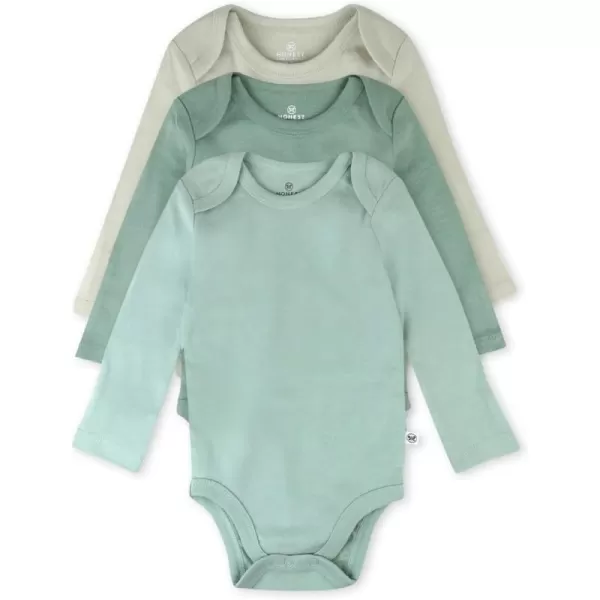 imageHonestBaby Baby 3Pack Long Sleeve Bodysuits Onepiece Organic Cotton for Infants3pack Sage Ombre