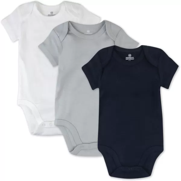imageHonestBaby unisexbaby 3pack Short Sleeve Bodysuits Onepiece 100 Organic Cotton for Infant Baby Boys Girls Unisex3pack Dark Navy