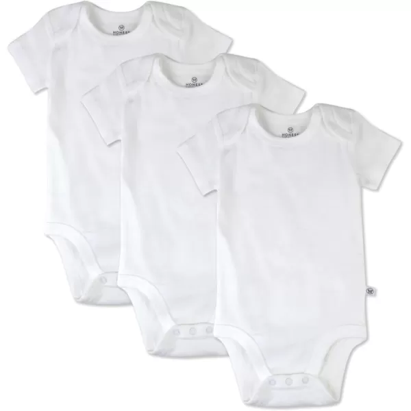imageHonestBaby unisexbaby 3pack Short Sleeve Bodysuits Onepiece 100 Organic Cotton for Infant Baby Boys Girls Unisex3pack Honestly Pure White