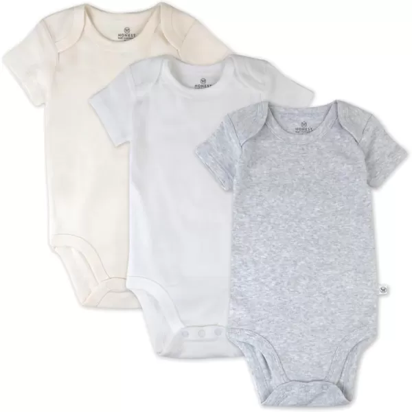 imageHonestBaby unisexbaby 3pack Short Sleeve Bodysuits Onepiece 100 Organic Cotton for Infant Baby Boys Girls Unisex3pack Natural Ombre