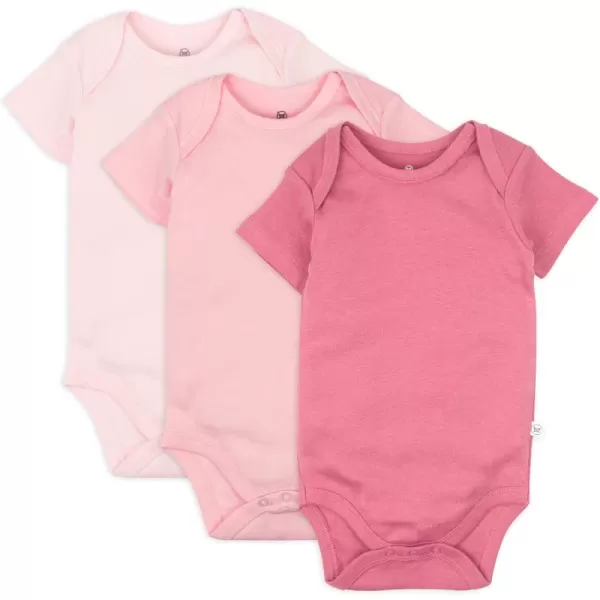imageHonestBaby unisexbaby 3pack Short Sleeve Bodysuits Onepiece 100 Organic Cotton for Infant Baby Boys Girls Unisex3pack Pink Ombre