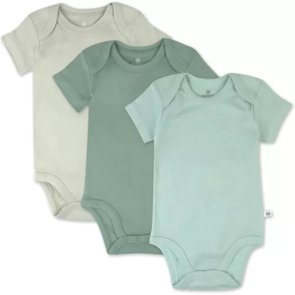 imageHonestBaby unisexbaby 3pack Short Sleeve Bodysuits Onepiece 100 Organic Cotton for Infant Baby Boys Girls Unisex3pack Sage Ombre