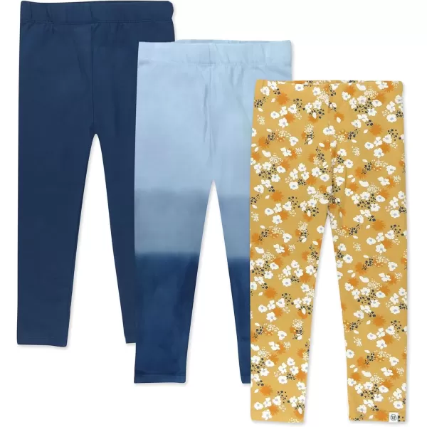 imageHonestBaby Baby Toddler and Little Kids Organic Cotton Leggings Skinny Flare and Cargo Pants Multipack Legacy3pack Painterly Ditsy Honey