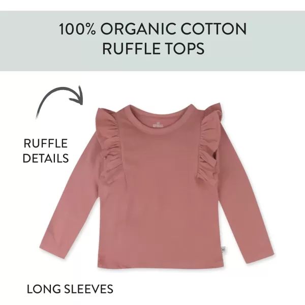 imageHonestBaby Girls 3 Pack Side Ruffle Top SetSketchy Floral Dusty Pink