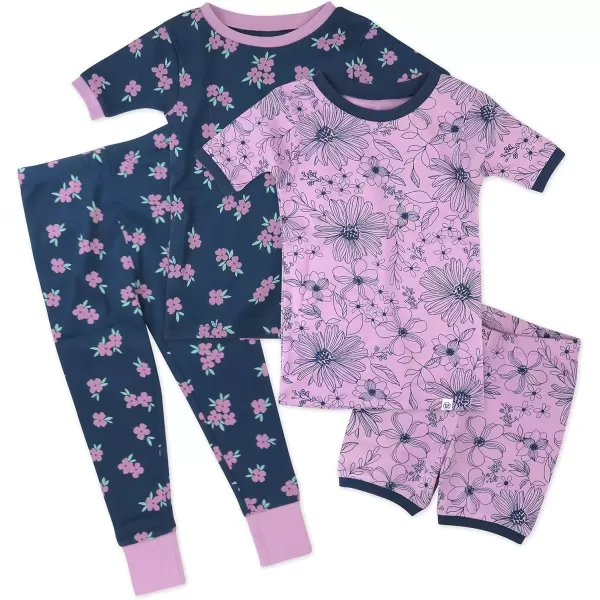 imageHonestBaby Baby and Toddler Girls 100 Organic Cotton Pajamas Sleepwear Multipack LegacyFloral Lace LavenderNavy