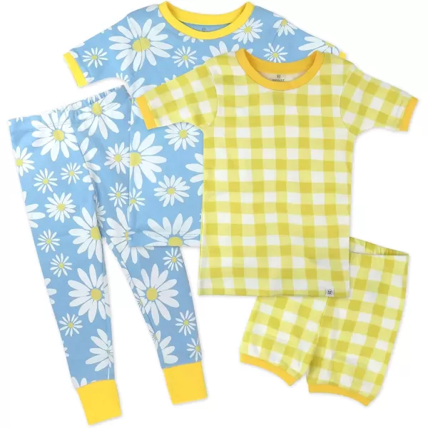 imageHonestBaby Baby and Toddler Girls 100 Organic Cotton Pajamas Sleepwear Multipack LegacyYellow Painted Buffalo Check