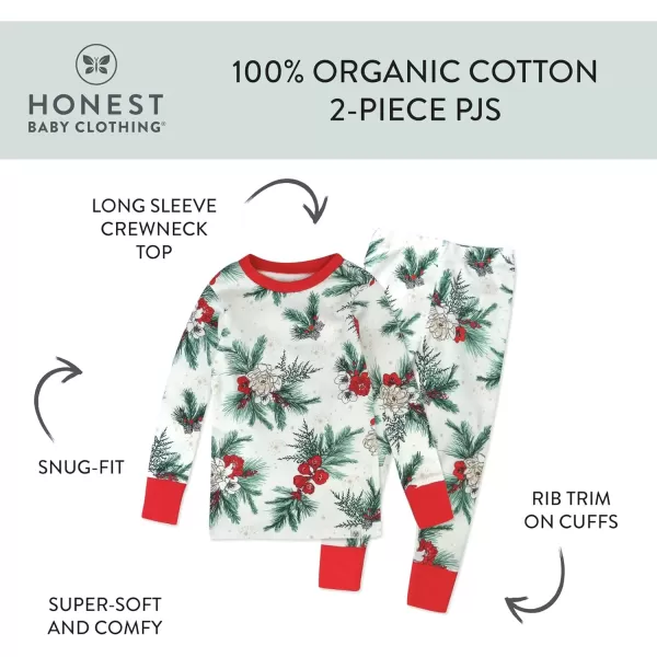 imageHonestBaby Multipack 2 4Piece Pajamas Sleepwear 100 Organic Cotton Infant Baby and Toddler Boys Girls Unisex Holiday Pine Floral