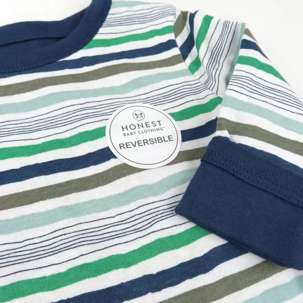 imageHonestBaby Baby Romper Coverall Sets OnePiece Jumpsuit Organic Cotton for Infant Baby Boys Girls ampamp Unisex LEGACYHand Drawn Nature Stripe Navy Reversible Coverall