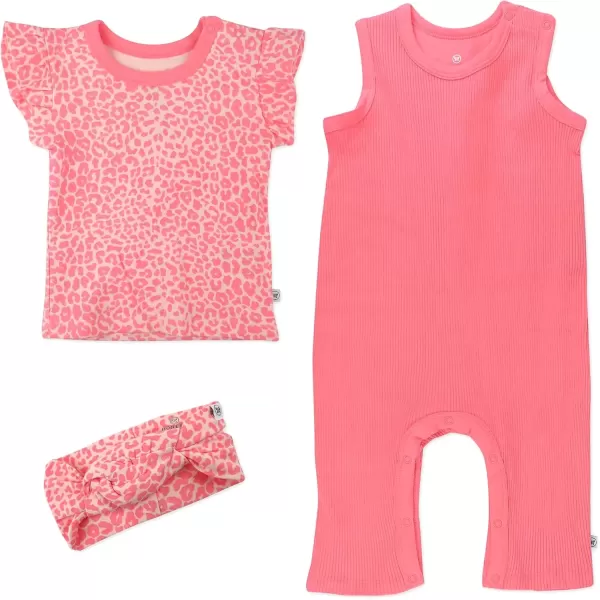 imageHonestBaby Baby Romper Coverall Sets OnePiece Jumpsuit Organic Cotton for Infant Baby Boys Girls ampamp Unisex LEGACYMini Cheetah Coral