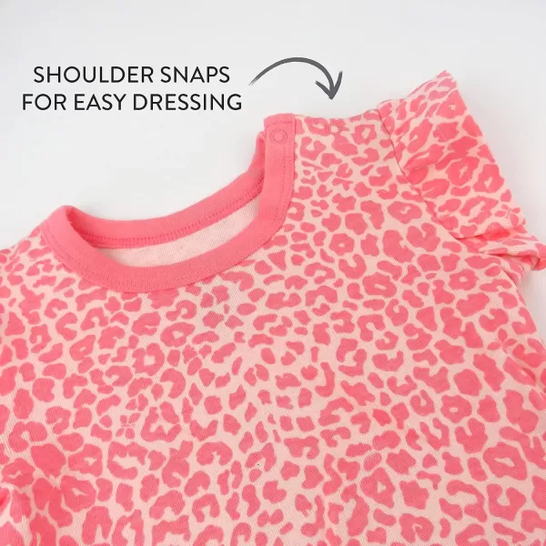 imageHonestBaby Baby Romper Coverall Sets OnePiece Jumpsuit Organic Cotton for Infant Baby Boys Girls ampamp Unisex LEGACYMini Cheetah Coral