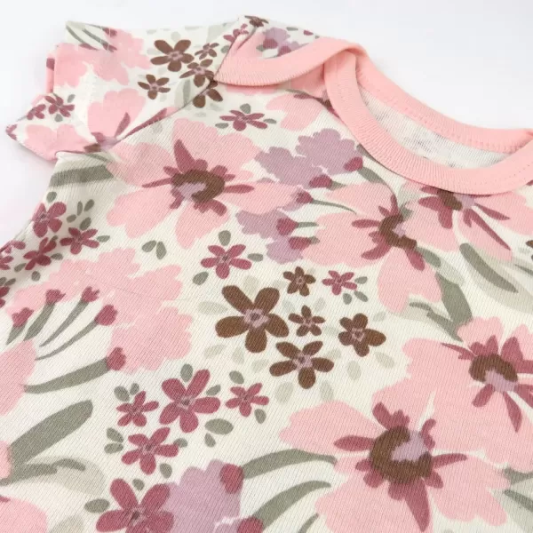 imageHonestBaby babygirls 5pack Short Sleeve Bodysuits Onepiece 100 Organic Cotton for Infant Baby GirlsPainted Floral Pink