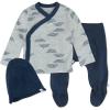 imageHonestBaby Baby 3Piece Organic Cotton Kimono Top Footed Pant ampamp HeadbandBeanie Set LegacyRainbow Geo Heather Gray