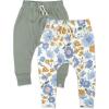 imageHonestBaby Baby and Toddler Organic Cotton Pull On Jogger Pants Multipack Legacy2pack Painterly Floral Blue