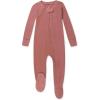 imageHonestBaby Unisex Kids NonSlip Footed Pajamas OnePiece Sleeper Jumpsuit ZipFront PJs 100 Organic Cotton for Baby Boys Ash Rose