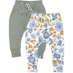 imageHonestBaby Baby and Toddler Organic Cotton Pull On Jogger Pants Multipack Legacy2pack Painterly Floral Blue