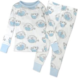 imageHonestBaby 2Piece Pajamas Sleepwear PJs 100 Organic Cotton for Infant Baby and Toddler BoyBlow Fish