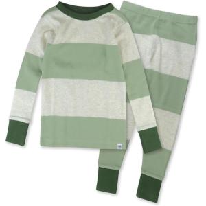 imageHonestBaby 2Piece Pajamas Sleepwear PJs 100 Organic Cotton for Infant Baby and Toddler BoyBold Stripe Moss