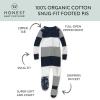imageHonestBaby NonSlip Footed Pajamas OnePiece Sleeper ZipFront Pjs 100 Organic Cotton for Baby BoysJumbo Stripe Navy