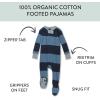 imageHonestBaby NonSlip Footed Pajamas OnePiece Sleeper ZipFront Pjs 100 Organic Cotton for Baby BoysRugby Stripe Navy