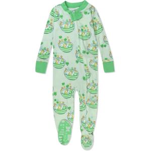 imageHonestBaby Baby Girls Celebration NonSlip Footed Pajamas OnePiece Sleeper ZipFront Pjs 100 Organic CottonClover Crunch