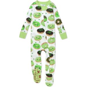imageHonestBaby Baby Girls Celebration NonSlip Footed Pajamas OnePiece Sleeper ZipFront Pjs 100 Organic CottonShamrock Sprinkles