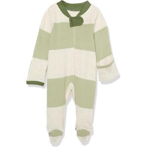 imageHonestBaby NonSlip Footed Pajamas OnePiece Sleeper ZipFront Pjs 100 Organic Cotton for Baby BoysBold Stripe Moss