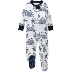imageHonestBaby NonSlip Footed Pajamas OnePiece Sleeper ZipFront Pjs 100 Organic Cotton for Baby BoysCrabs