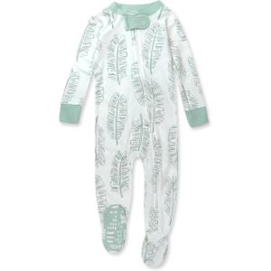 imageHonestBaby NonSlip Footed Pajamas OnePiece Sleeper ZipFront Pjs 100 Organic Cotton for Baby BoysJumbo Leaf Sage