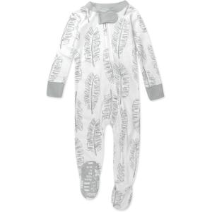 imageHonestBaby NonSlip Footed Pajamas OnePiece Sleeper ZipFront Pjs 100 Organic Cotton for Baby BoysJumbo Leaf Sage Sage