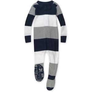 imageHonestBaby NonSlip Footed Pajamas OnePiece Sleeper ZipFront Pjs 100 Organic Cotton for Baby BoysJumbo Stripe Navy