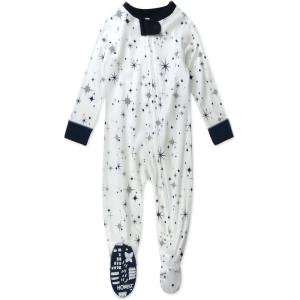 imageHonestBaby NonSlip Footed Pajamas OnePiece Sleeper ZipFront Pjs 100 Organic Cotton for Baby BoysJumbo Twinkle Star Navy