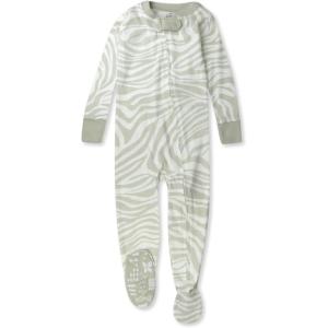 imageHonestBaby NonSlip Footed Pajamas OnePiece Sleeper ZipFront Pjs 100 Organic Cotton for Baby BoysLight Zanzibar Zebra