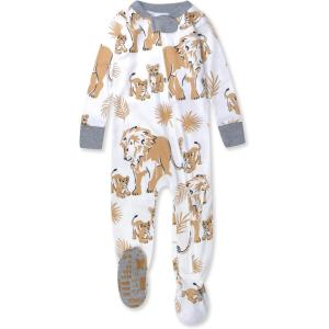 imageHonestBaby NonSlip Footed Pajamas OnePiece Sleeper ZipFront Pjs 100 Organic Cotton for Baby BoysLion
