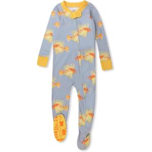 imageHonestBaby NonSlip Footed Pajamas OnePiece Sleeper ZipFront Pjs 100 Organic Cotton for Baby BoysLionfish