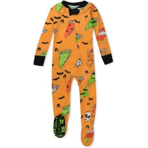 imageHonestBaby NonSlip Footed Pajamas OnePiece Sleeper ZipFront Pjs 100 Organic Cotton for Baby BoysOoey Gooey Pizza