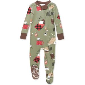 imageHonestBaby NonSlip Footed Pajamas OnePiece Sleeper ZipFront Pjs 100 Organic Cotton for Baby BoysSmores Camp