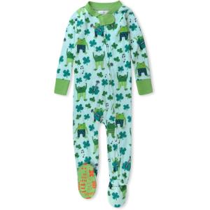 imageHonestBaby NonSlip Footed Pajamas OnePiece Sleeper ZipFront Pjs 100 Organic Cotton for Baby BoysSt Pats Boy