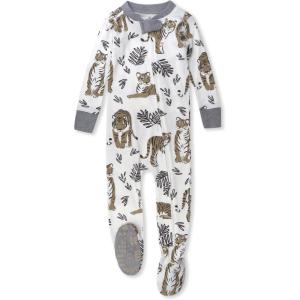 imageHonestBaby NonSlip Footed Pajamas OnePiece Sleeper ZipFront Pjs 100 Organic Cotton for Baby BoysTiger Cub