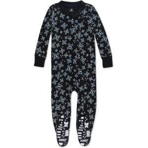 imageHonestBaby NonSlip Footed Pajamas OnePiece Sleeper ZipFront Pjs 100 Organic Cotton for Baby BoysTossed SkullsBlack