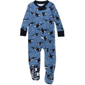 imageHonestBaby NonSlip Footed Pajamas OnePiece Sleeper ZipFront Pjs 100 Organic Cotton for Baby BoysWhales