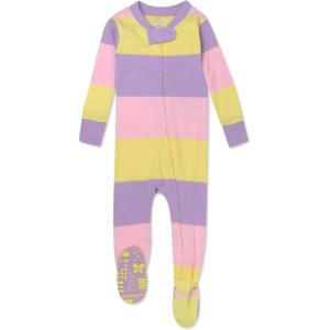 imageHonestBaby Unisex Baby Celebration NonSlip Footed Pajamas OnePiece Sleeper ZipFront Pjs 100 Organic CottonEaster Stripe Pink