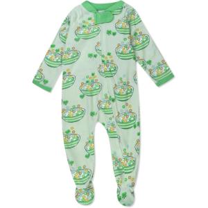 imageHonestBaby Unisex Baby Celebration Sleep ampamp Play Footed OnePiece Pajama Sleeper 100 Organic CottonClover Crunch